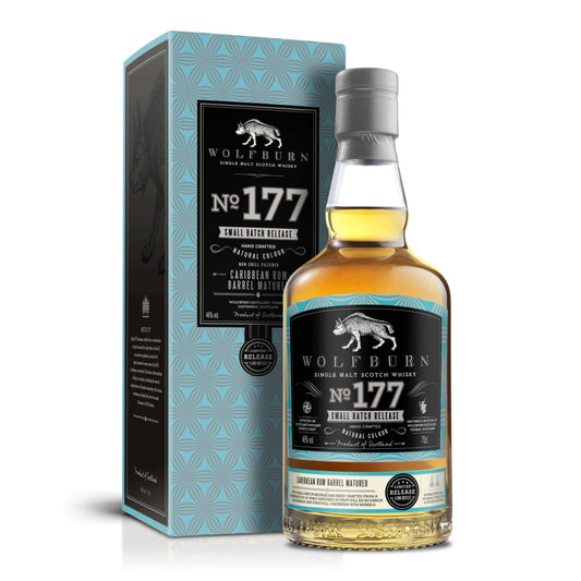Bottle of Small Batch 177 Single Malt Scotch Whisky 46% vol. 70cl with elegant packaging design.