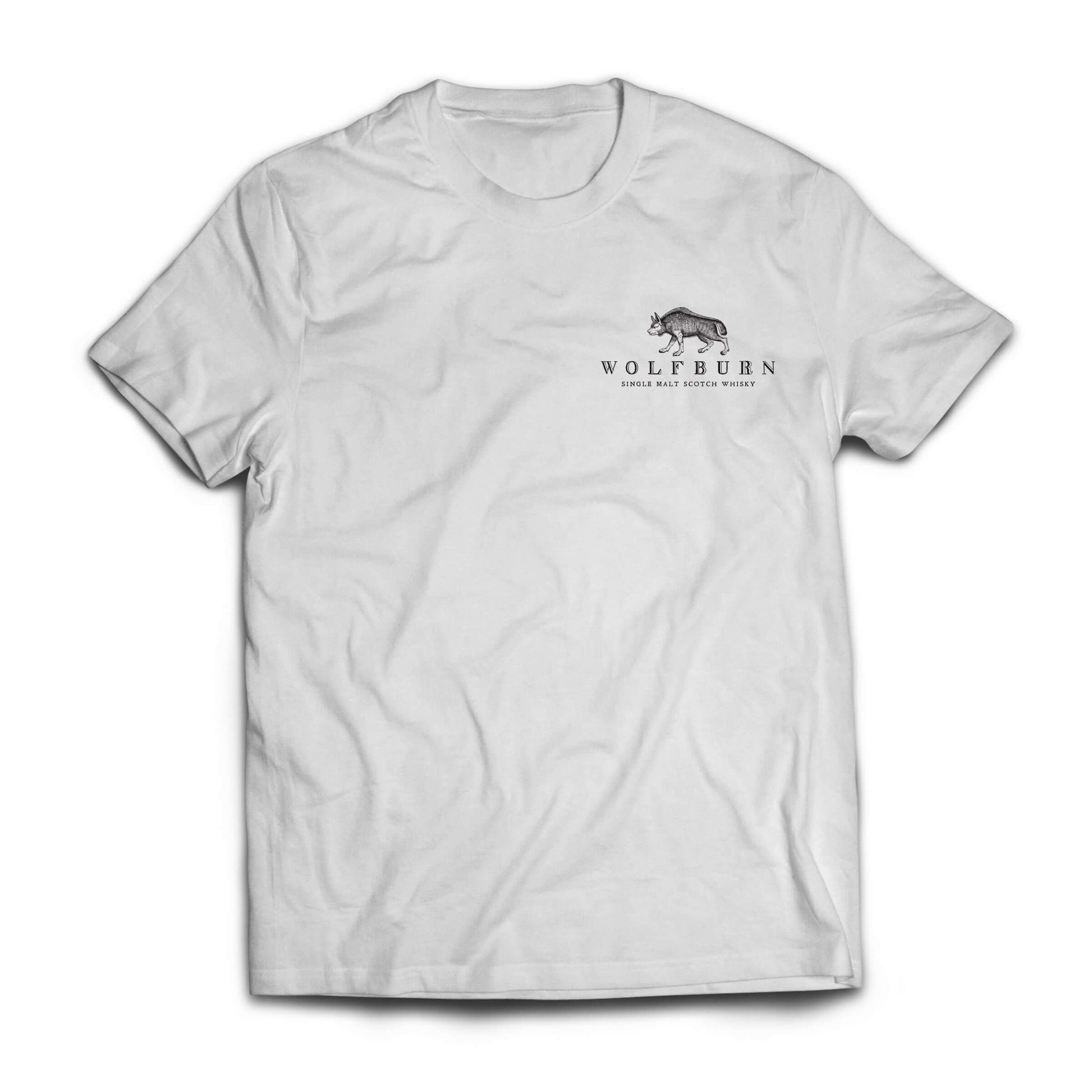 Fiercely Independent T-Shirt – White with Wolfburn logo on the chest, 100% cotton fabric.
