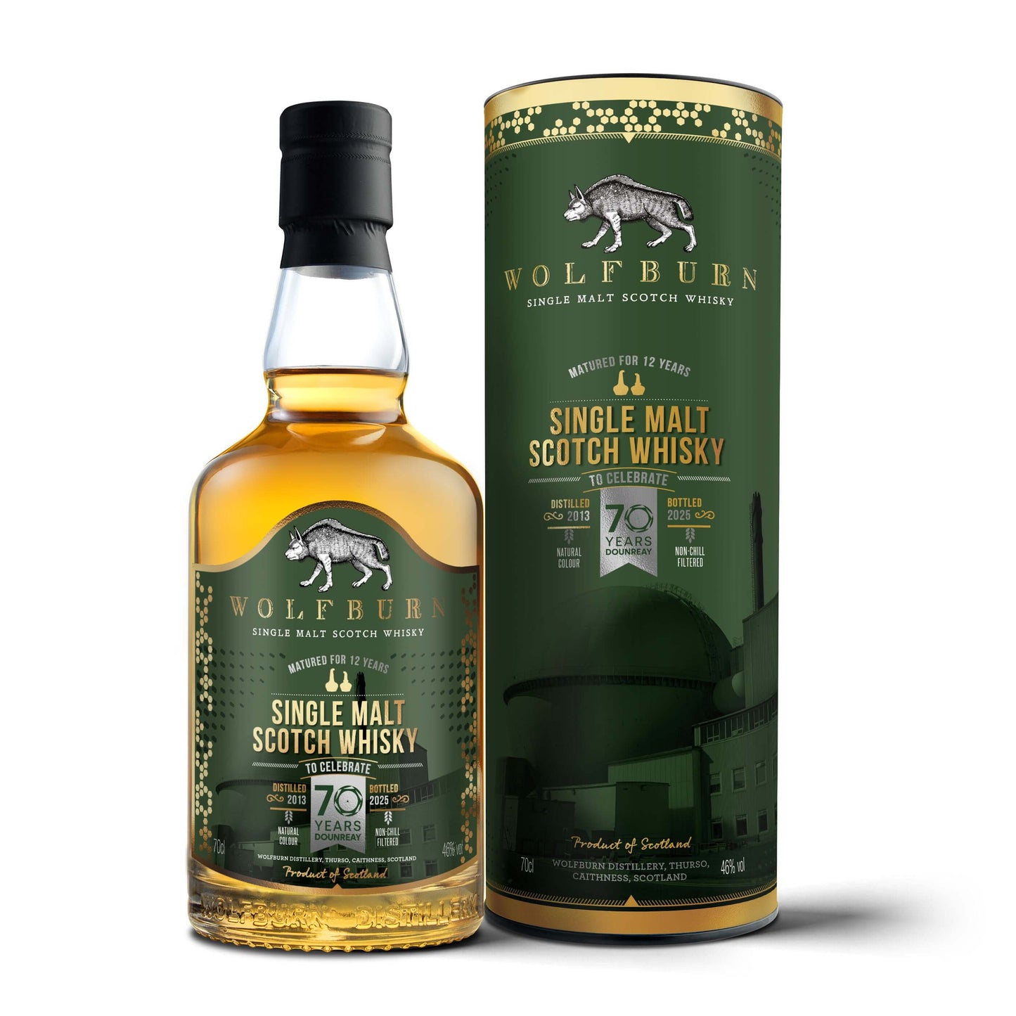 Dounreay 12 Year old Single Malt Scotch Whisky bottle and packaging design, 46% vol.