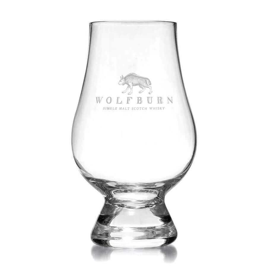 Wolfburn Glencairn glasses (Case of 6) The definitive glass for whisky tasting, the Glencairn is a design classic with a tapered mouth helping capture the aromas whilst the wide bowl allows the whisky’s colour to be fully appreciated. Engraved with the Wo