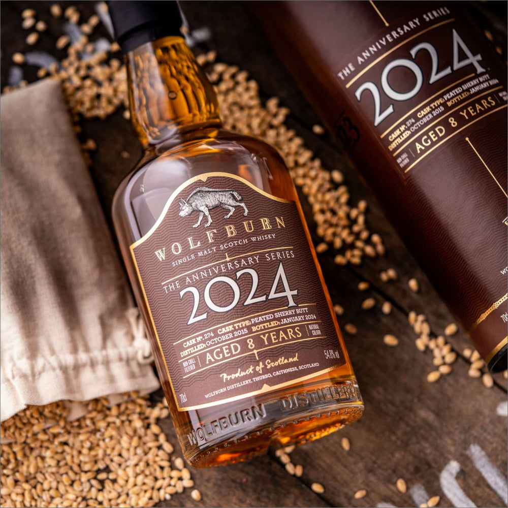 Discover the 2024 Anniversary lightly-peated whisky, a celebration of heritage and taste. Matured in a single cask, 54.8% vol, 70cl.