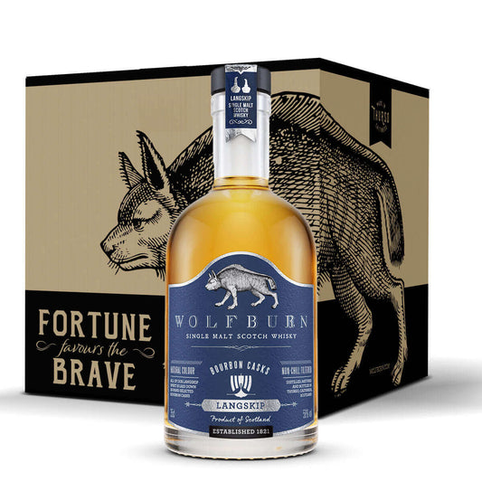 Wolfburn Langskip 35cl (Case of 6) A sweet, balanced and beautifully easy-drinking dram, Langskip’s strength is matched only by its smoothness. Matured entirely in first-fill bourbon casks, this whisky has a unique richness and an extraordinary depth of f