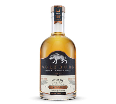 Aurora Single Malt Scotch Whisky bottle featuring sherry oak maturation and distinct branding.