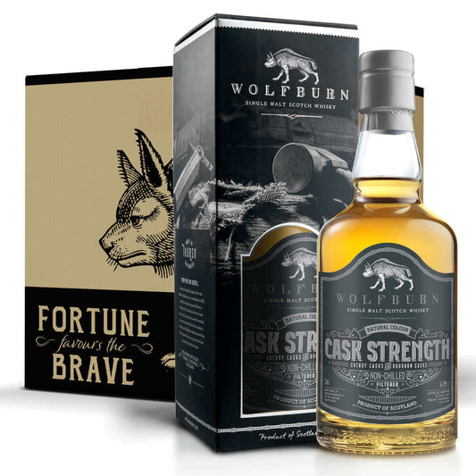 Wolfburn Cask Strength 2023 (Case of 6) Crafted from spirit matured in a combination of wonderfully sweet Oloroso sherry butts and ex-bourbon quarter casks it is a shade over seven years old. This hand-selected cask pairing has done an astonishing job of