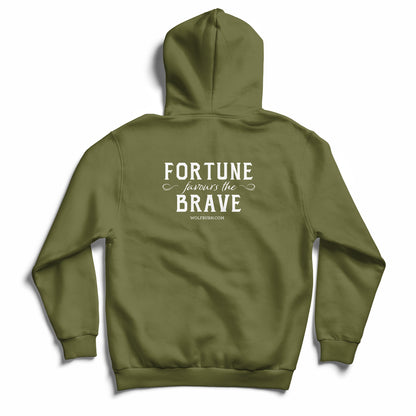 Hoodie ‘Fortune Favours the Brave’ Army Green