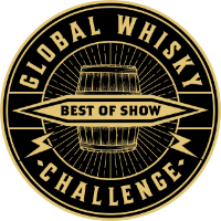 Logo for Global Whisky Challenge Best of Show with a black and gold design.