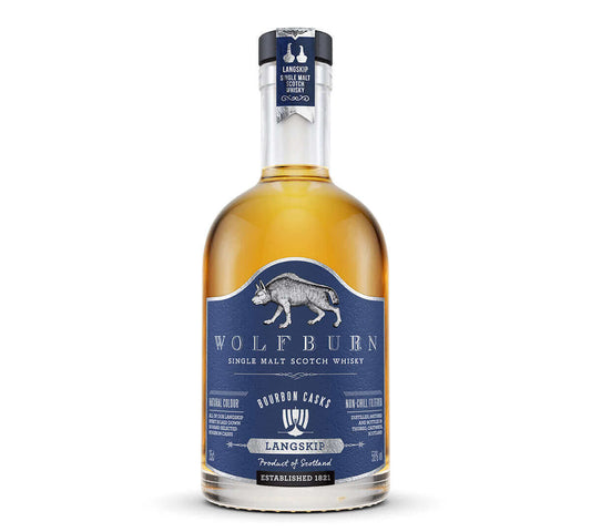 Wolfburn Langskip – 58% vol. 35cl A sweet, balanced and beautifully easy-drinking dram, Langskip’s strength is matched only by its smoothness. Matured entirely in first-fill bourbon casks, this whisky has a unique richness and an extraordinary depth of fl