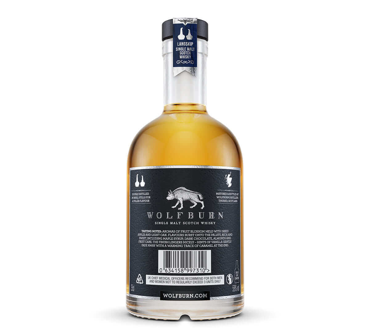 Wolfburn Langskip – 58% vol. 35cl A sweet, balanced and beautifully easy-drinking dram, Langskip’s strength is matched only by its smoothness. Matured entirely in first-fill bourbon casks, this whisky has a unique richness and an extraordinary depth of fl