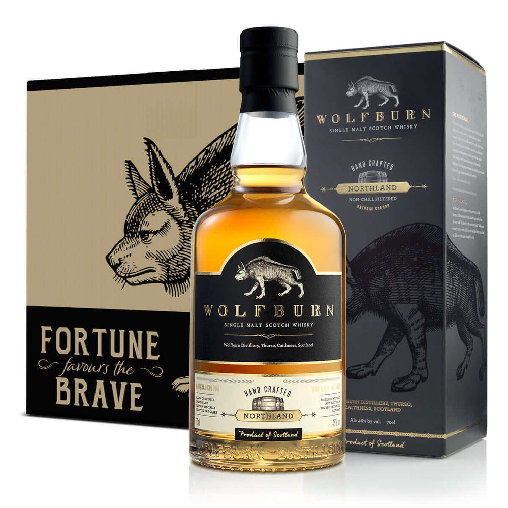 Wolfburn Distillery Wolfburn Northland – 46% vol. 70cl The smooth and warming flavours present in Northland come from the unhurried way in which the spirit is made, and from the maturation, which takes place in American oak quarter casks. Matured and bott