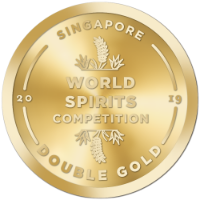 Gold medal with 'Singapore World Spirits Competition' text on a white background