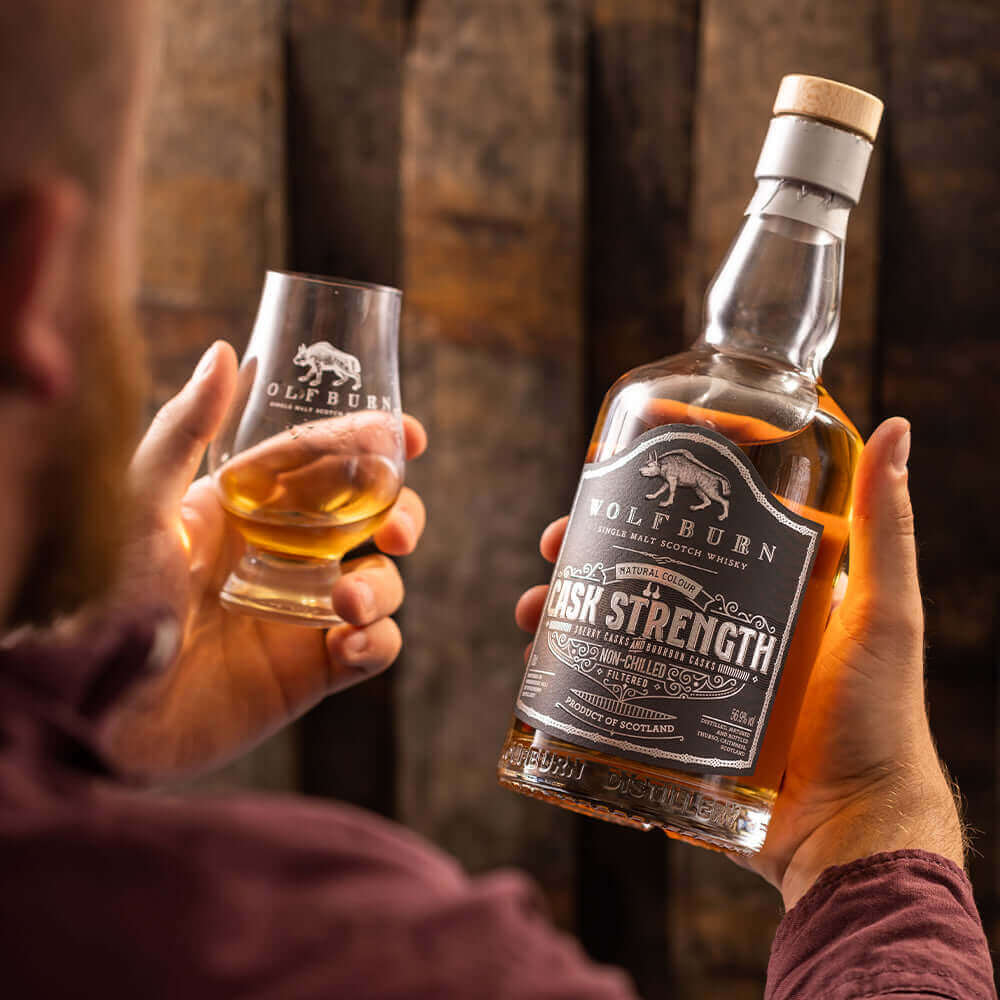 
                  
                    Wolfburn Distillery Wolfburn Cask Strength - 56.9% vol. 70cl Crafted from spirit matured in a combination of wonderfully sweet Oloroso sherry butts and ex-bourbon quarter casks it is a shade over seven years old. This hand-selected cask pairing has done a
                  
                