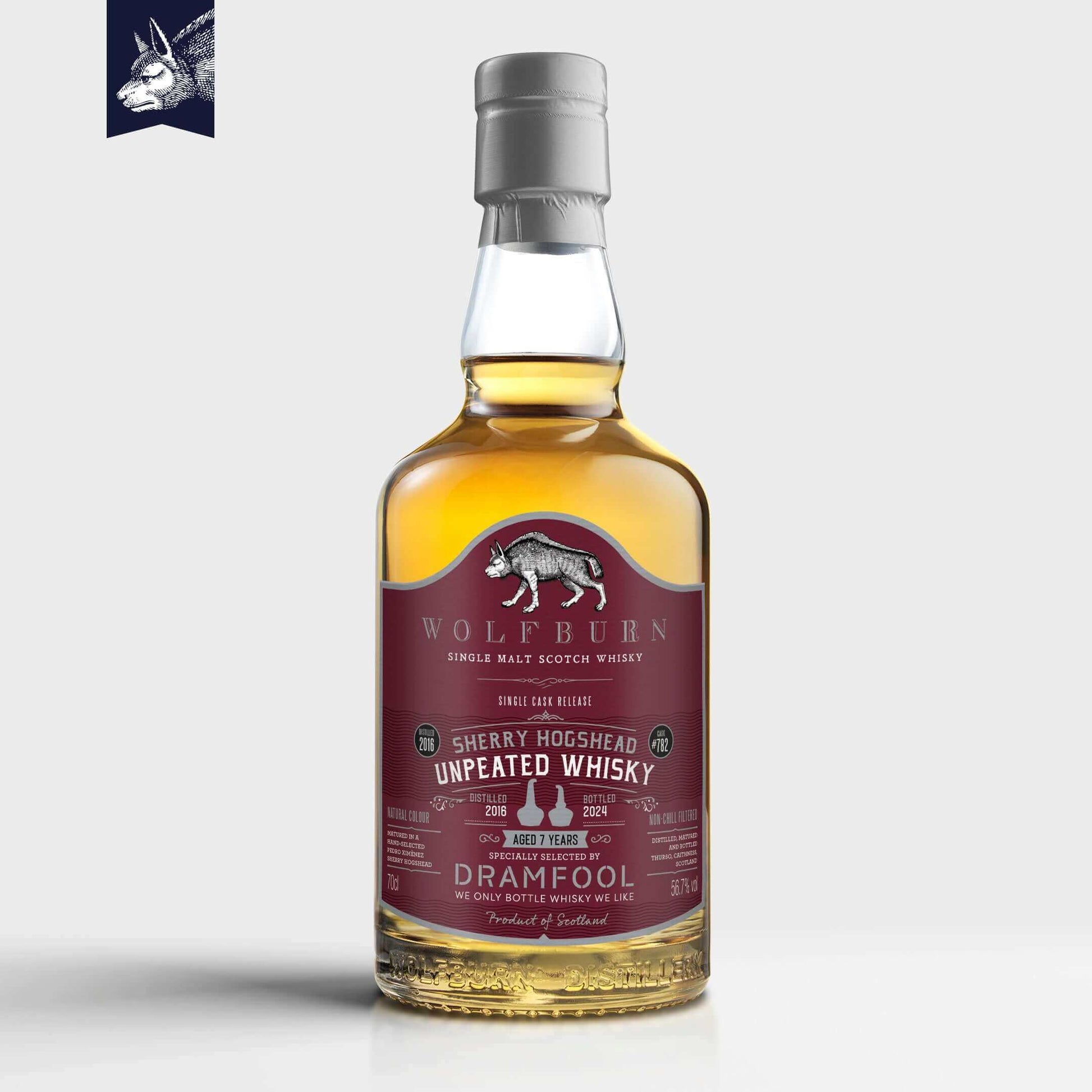 Wolfburn DramFool Un-Peated - 56.7% vol. 70cl To celebrate Wolfburn’s 10th anniversary we have created a new collectors’ edition: the Anniversary Series. Consisting of just 680 bottles, the 2023 single-cask release has been matured for over nine years in