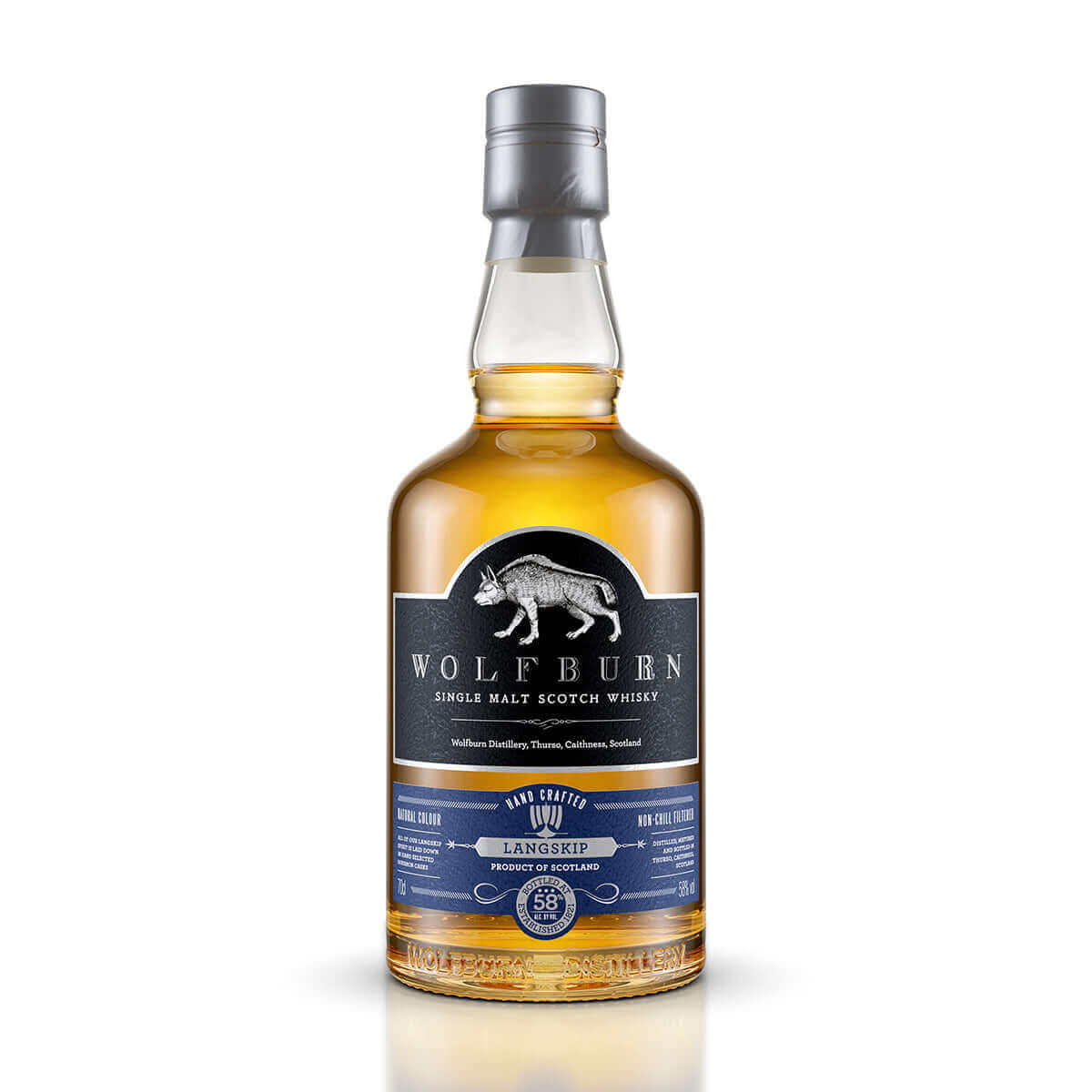 Wolfburn Langskip – 58% vol. 70cl A sweet, balanced and beautifully easy-drinking dram, Langskip’s strength is matched only by its smoothness. Matured entirely in first-fill bourbon casks, this whisky has a unique richness and an extraordinary depth of fl