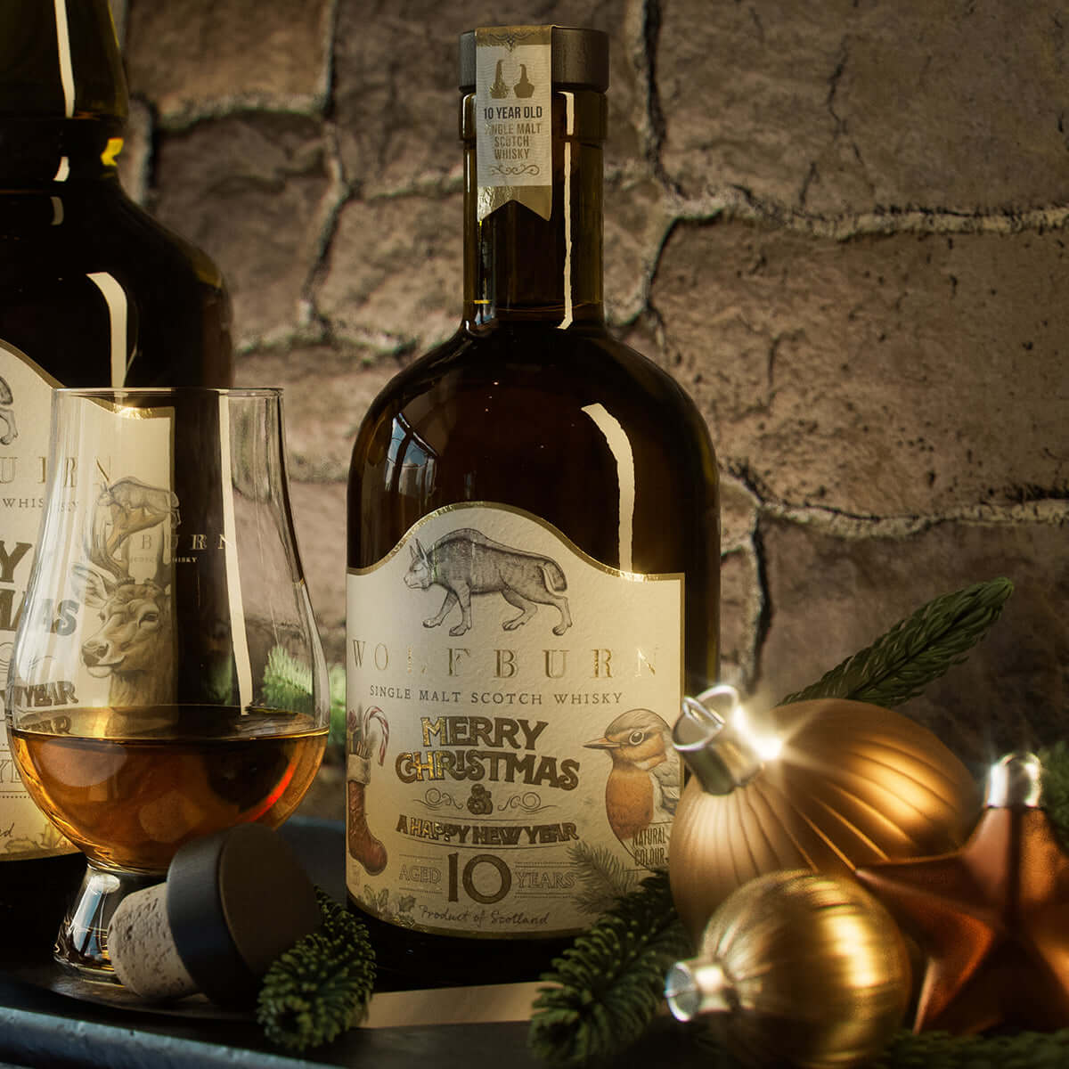 Wolfburn Christmas 10 Year Old Single Malt Scotch Whisky, limited release festive bottle