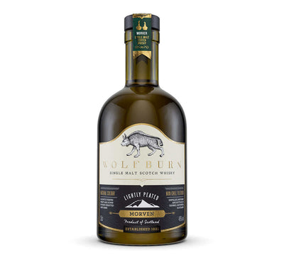 Morven Single Malt Scotch Whisky bottle showcasing its lightly peated character and elegant design.