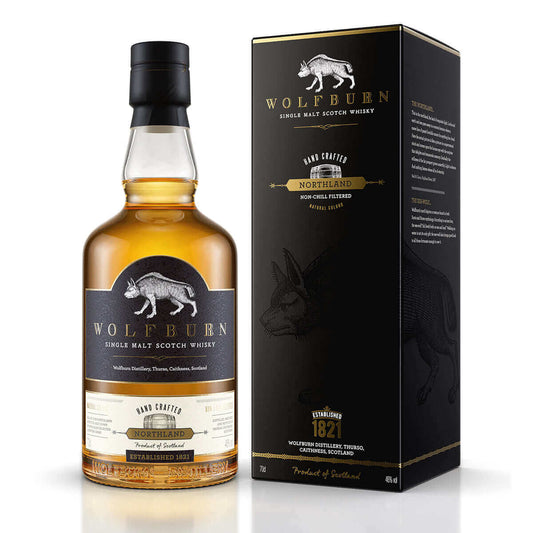 Wolfburn Northland – 46% vol. 70cl The smooth and warming flavours present in Northland come from the unhurried way in which the spirit is made, and from the maturation, which takes place in American oak quarter casks. Matured and bottled on site, Northla