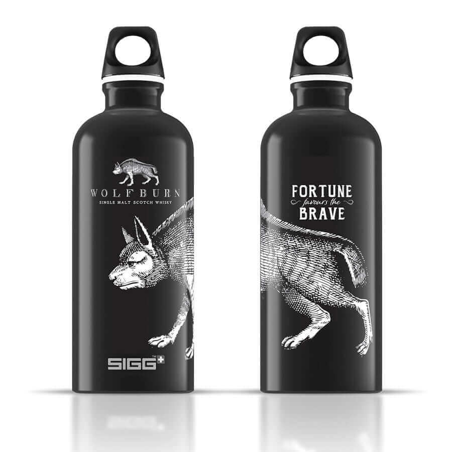 Wolfburn Distillery Wolfburn Black SIGG Wolfburn Water Bottle Our premium Wolfburn branded 600ml water bottles are manufactured in Switzerland in classic black. Made from high-quality aluminium in one piece, making it light and stable. It stays tight, eve