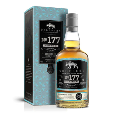 Bottle of Small Batch 177 Single Malt Scotch Whisky 46% vol. 70cl with elegant packaging design.