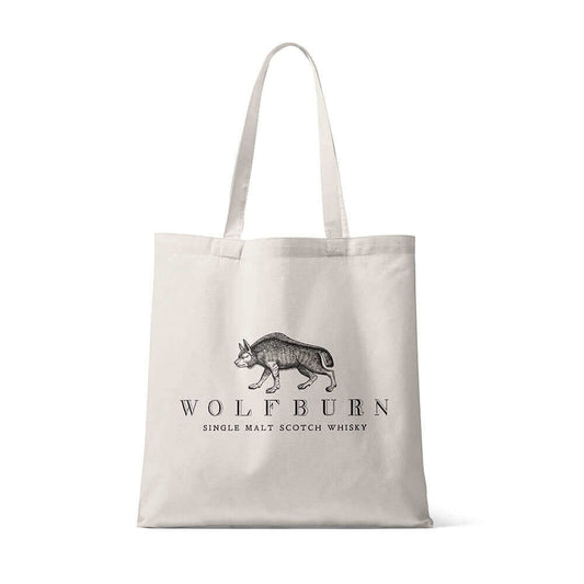 Wolfburn Tote bag - White 100% Cotton tote bag featuring the Wolfburn logo on both sides.