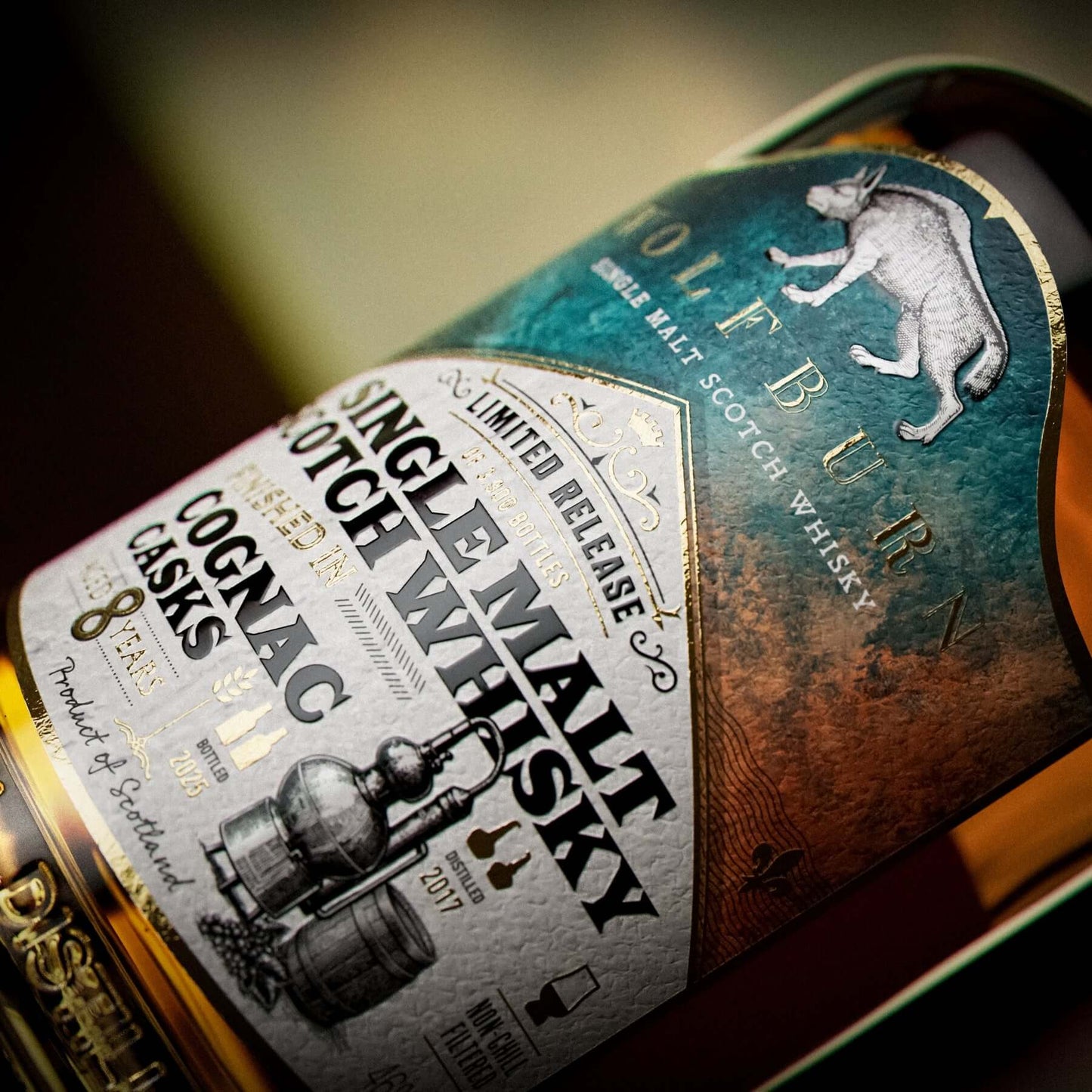 Close up of Wolfburn Cognac Cask Finished Macro