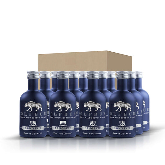 Wolfburn Miniature Quad Pack – 3 x 46% vol. and 1 x 58% vol. 5cl These four conveniently-sized 5cl bottles are a perfect gift for someone special. Or for yourself as a tasting treat, featuring the four core expressions of Wolfburn.