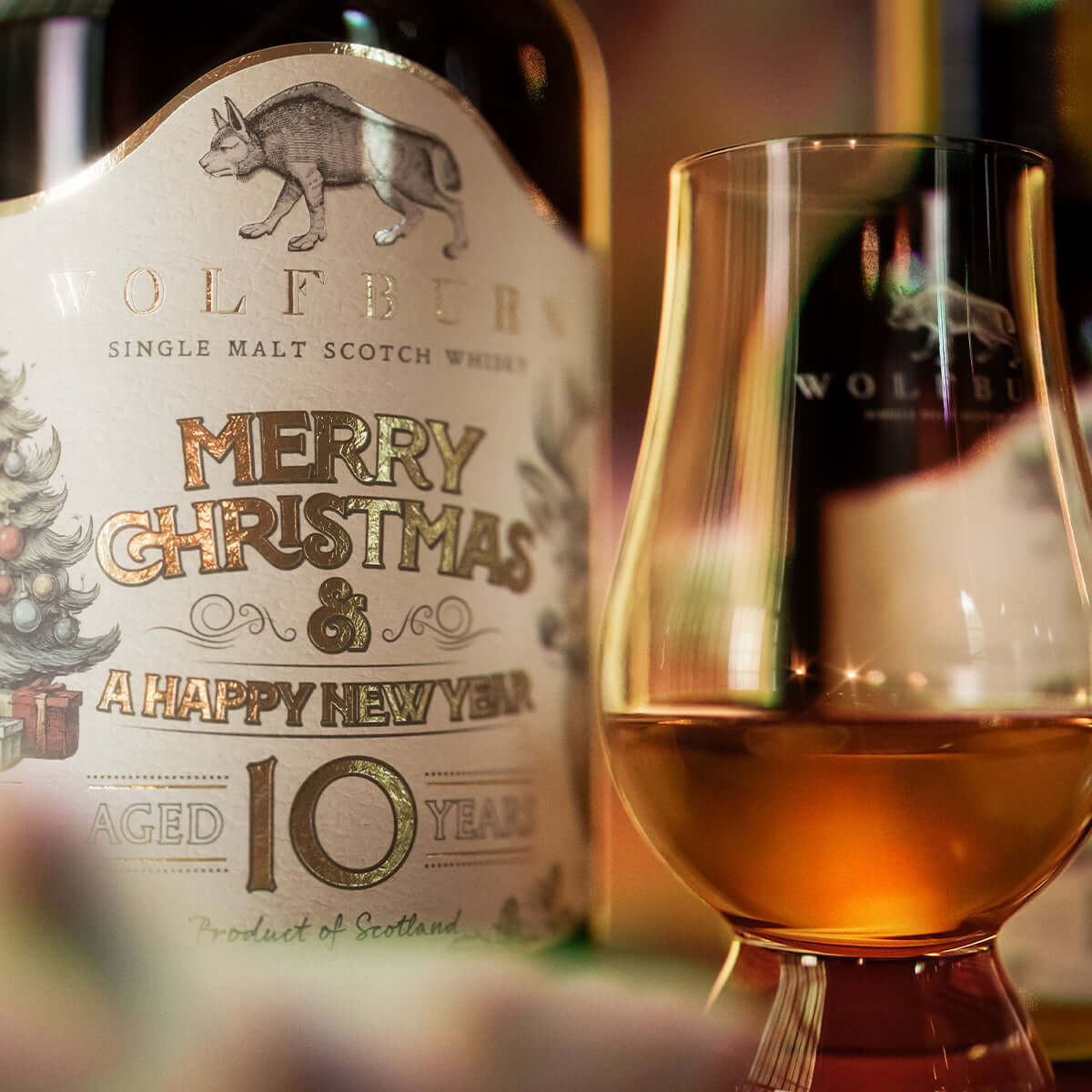 Wolfburn Christmas 10 Year Old Single Malt Scotch Whisky, limited release festive bottle