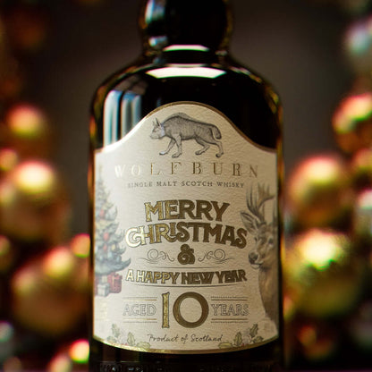 Wolfburn Christmas 10 Year Old Single Malt Scotch Whisky, limited release festive bottle