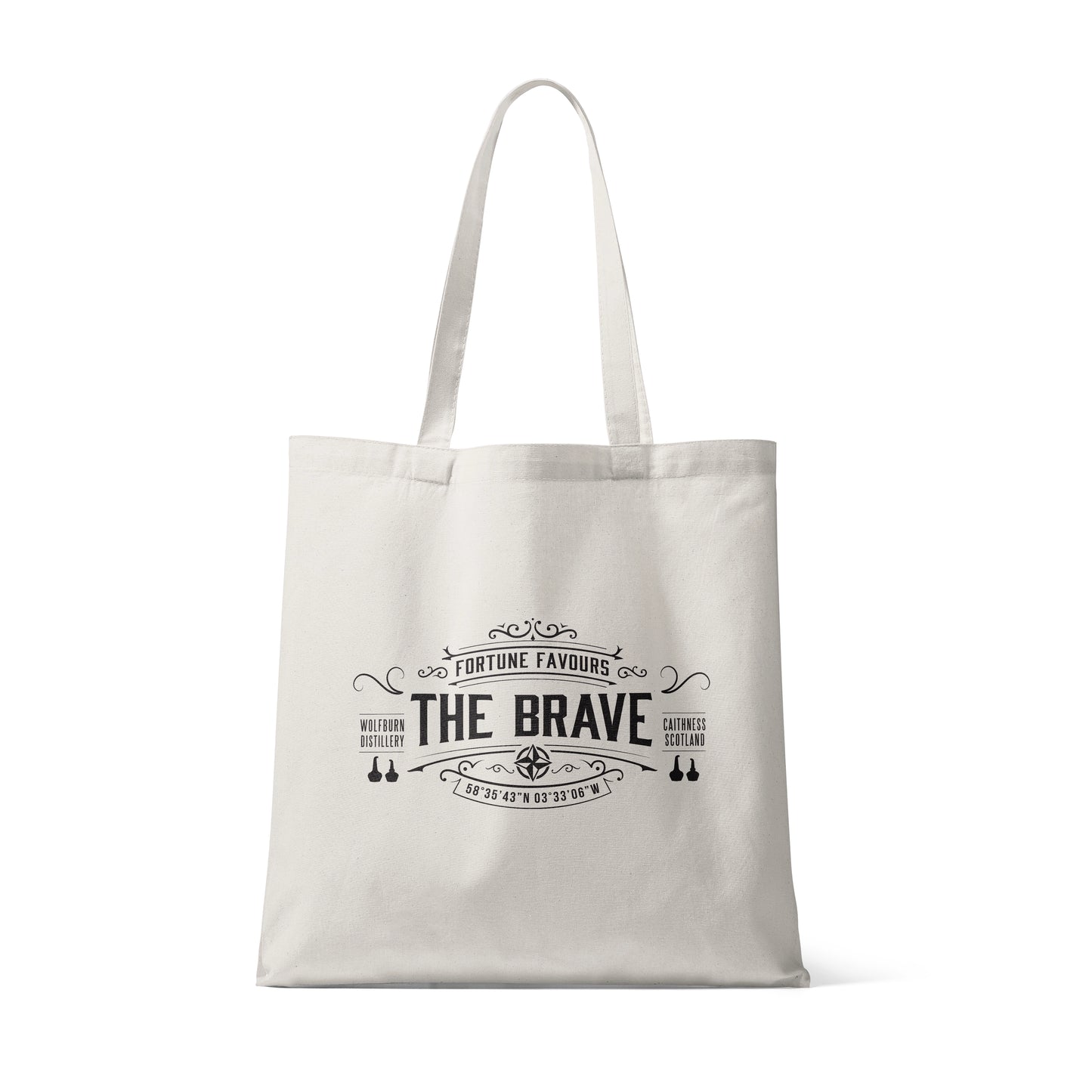 White cotton Fortune Favours The Brave tote bag