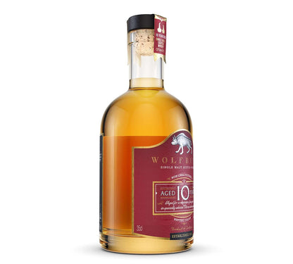 10 Year Old Single Malt Scotch Whisky - 46 vol. 35cl in a bottle with a cork and detailed label.