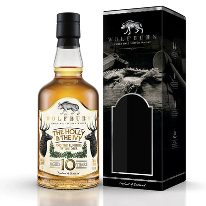 Wolfburn The Holly and The Ivy 10 Year Old Christmas single malt Scotch whisky, 70cl bottle with black gift carton
