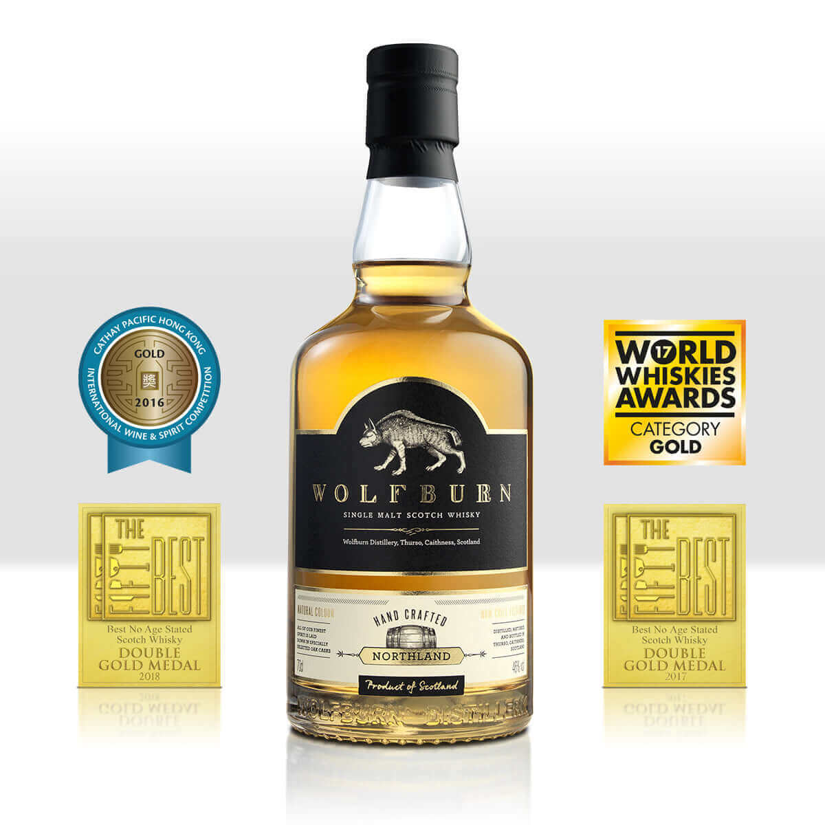 Wolfburn Northland – 46% vol. 70cl The smooth and warming flavours present in Northland come from the unhurried way in which the spirit is made, and from the maturation, which takes place in American oak quarter casks. Matured and bottled on site, Northla