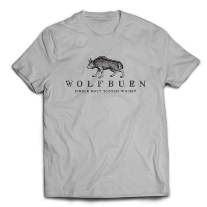 Wolfburn T-shirt 'Fortune favours the brave' Grey 100% cotton t-shirt. Screen printed 'Wolfburn' logo on the chest and large Fortune Favours the Brave on the back.