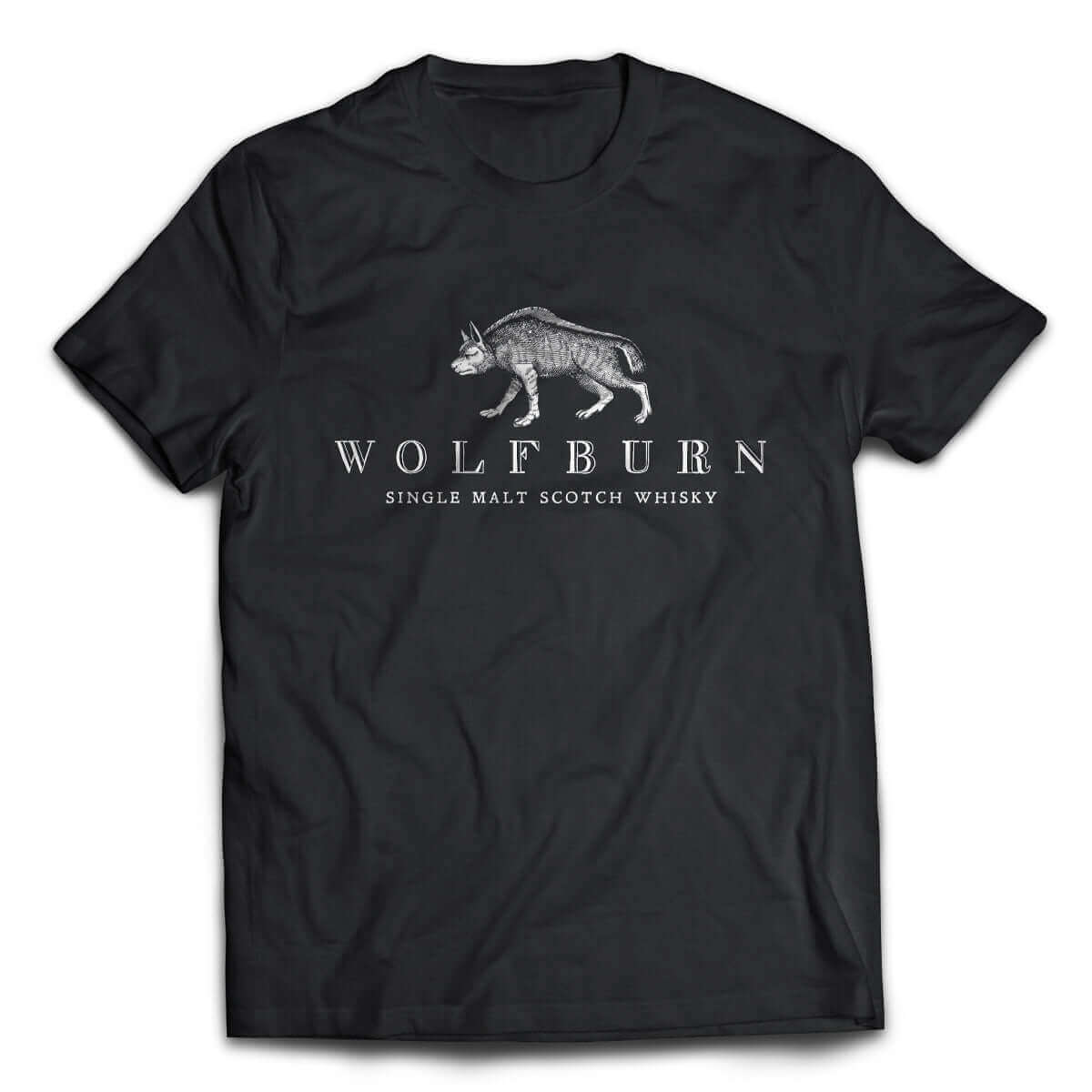 Wolfburn T-shirt 'Fortune favours the brave' Black 100% cotton t-shirt. Screen printed 'Wolfburn' logo on the chest and large Fortune Favours the Brave on the back.