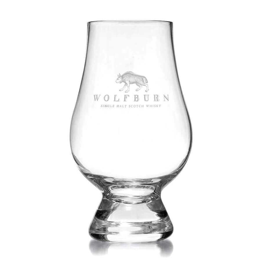 
                  
                    Wolfburn Distillery Wolfburn Glencairn glass The definitive glass for whisky tasting, the Glencairn is a design classic with a tapered mouth helping capture the aromas whilst the wide bowl allows the whisky’s colour to be fully appreciated. Engraved with
                  
                